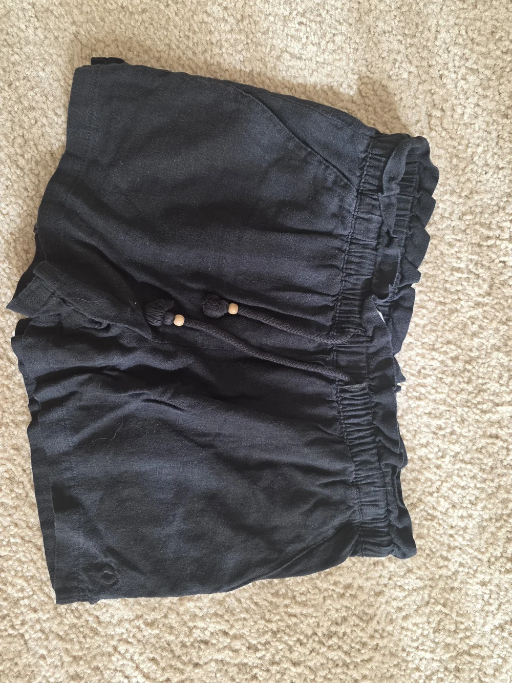 Hang Ten Black High-Waist Ruffle Drawstring Shorts